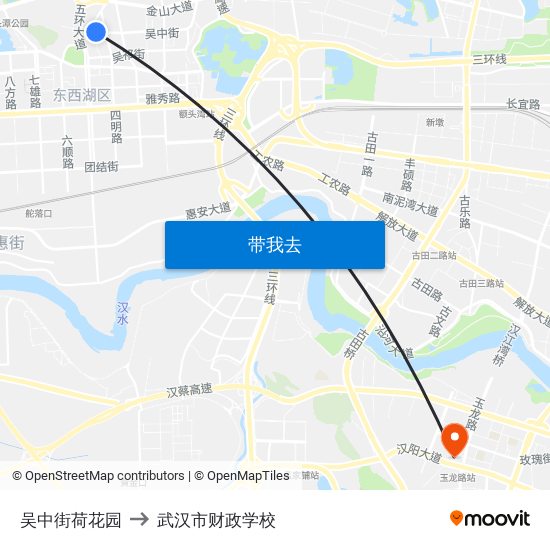 吴中街荷花园 to 武汉市财政学校 map