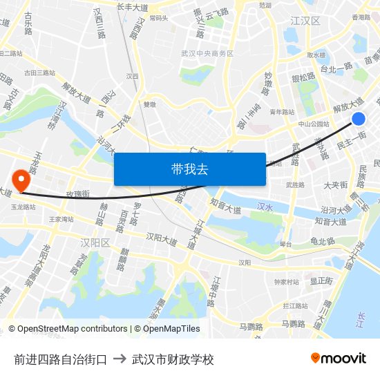 前进四路自治街口 to 武汉市财政学校 map