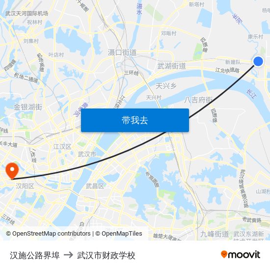 汉施公路界埠 to 武汉市财政学校 map