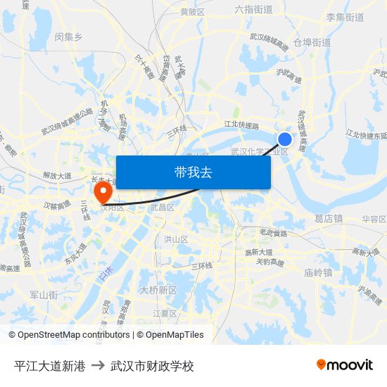 平江大道新港 to 武汉市财政学校 map