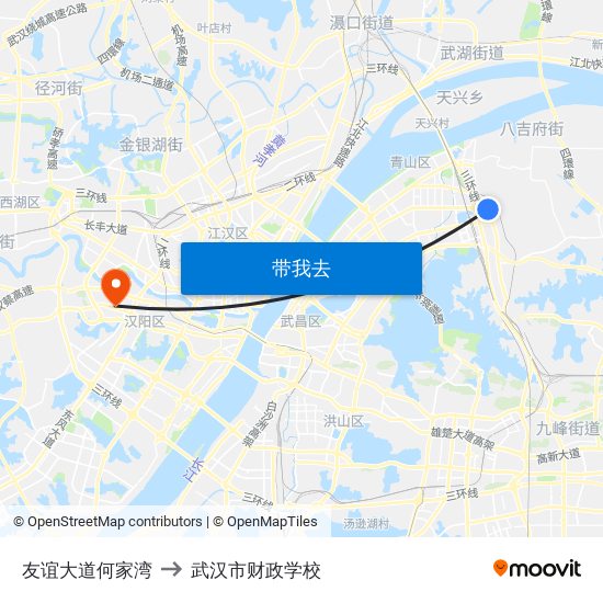 友谊大道何家湾 to 武汉市财政学校 map