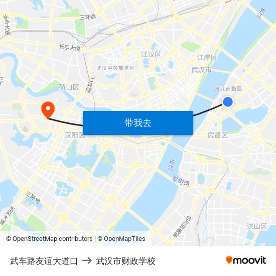 武车路友谊大道口 to 武汉市财政学校 map