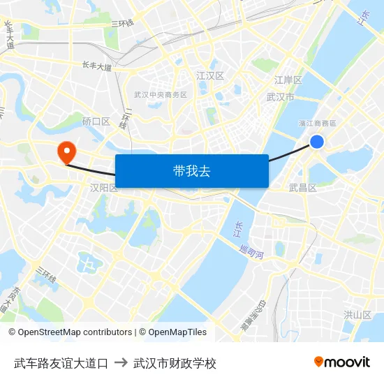武车路友谊大道口 to 武汉市财政学校 map