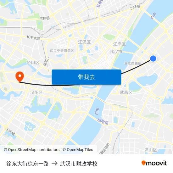 徐东大街徐东一路 to 武汉市财政学校 map