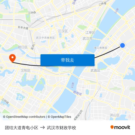 团结大道青电小区 to 武汉市财政学校 map