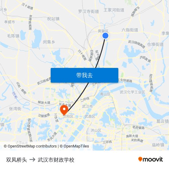 双凤桥头 to 武汉市财政学校 map