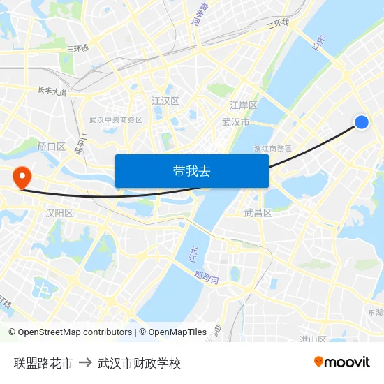 联盟路花市 to 武汉市财政学校 map