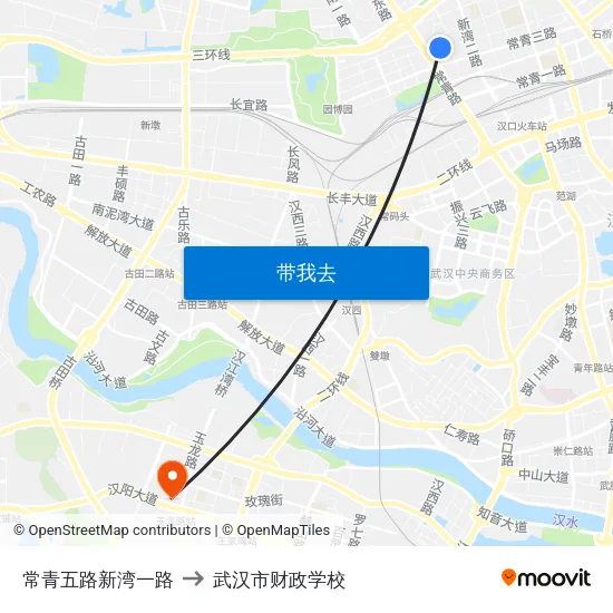 常青五路新湾一路 to 武汉市财政学校 map
