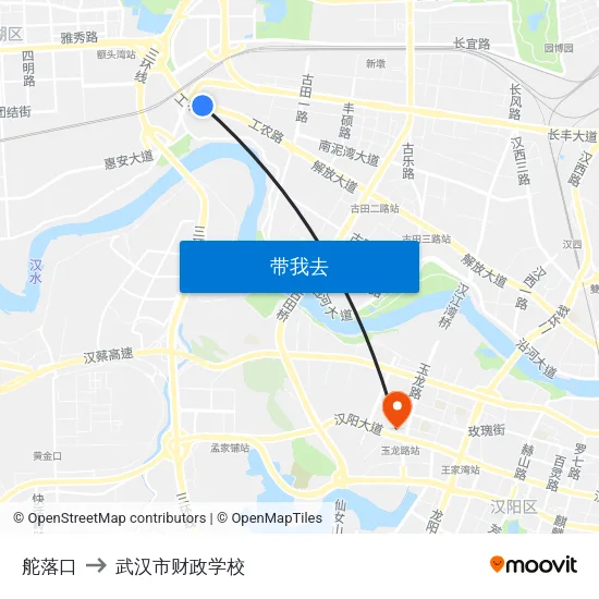 舵落口 to 武汉市财政学校 map