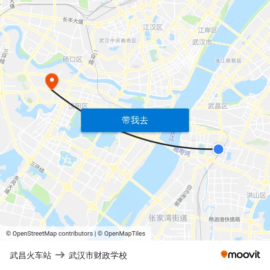 武昌火车站 to 武汉市财政学校 map