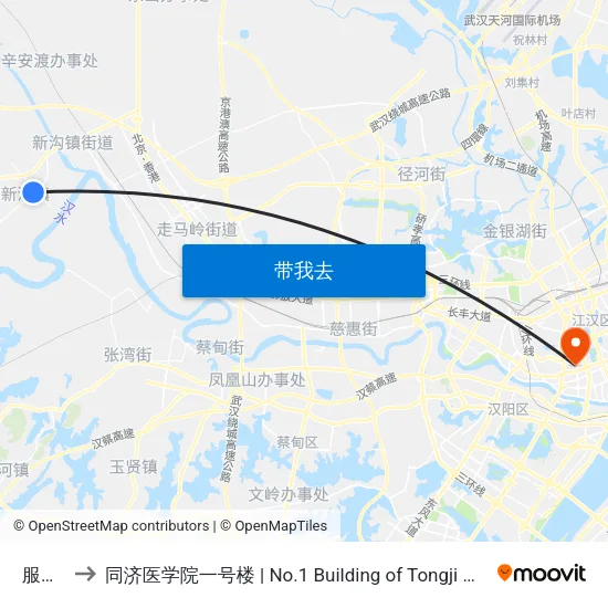 服装厂 to 同济医学院一号楼 | No.1 Building of Tongji Medical College map