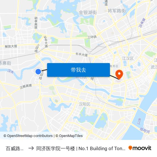 百威路金花路 to 同济医学院一号楼 | No.1 Building of Tongji Medical College map