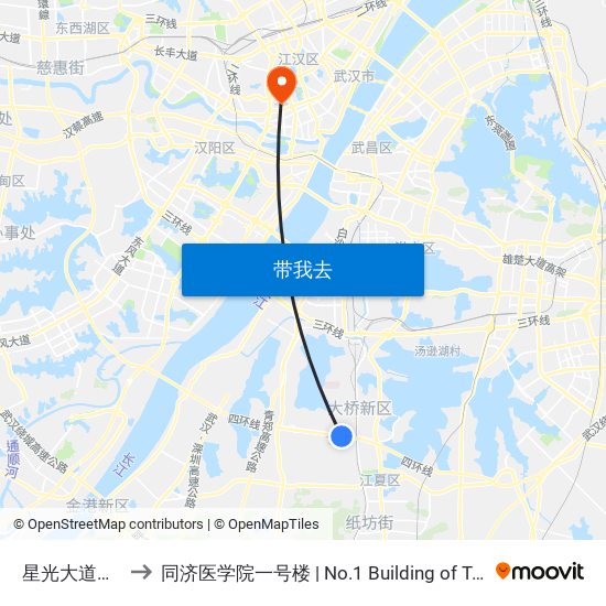 星光大道邓远长村 to 同济医学院一号楼 | No.1 Building of Tongji Medical College map