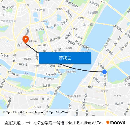 友谊大道新河街 to 同济医学院一号楼 | No.1 Building of Tongji Medical College map