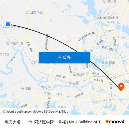 惠安大道大桥大队 to 同济医学院一号楼 | No.1 Building of Tongji Medical College map