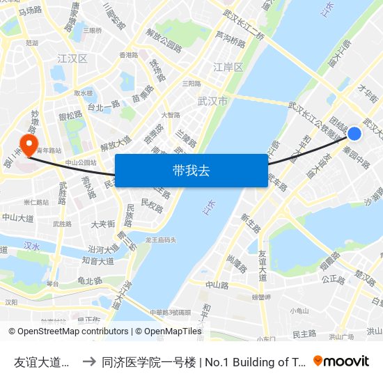 友谊大道团结村路 to 同济医学院一号楼 | No.1 Building of Tongji Medical College map