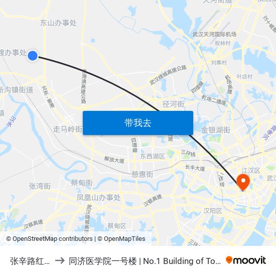 张辛路红旗大队 to 同济医学院一号楼 | No.1 Building of Tongji Medical College map
