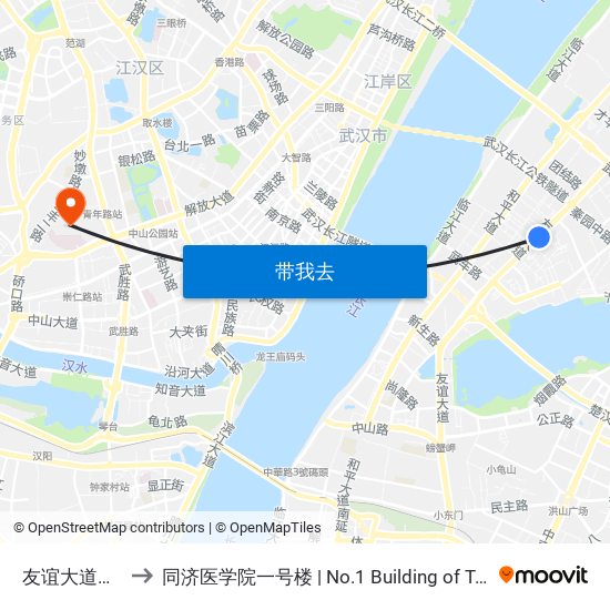 友谊大道湖北大学 to 同济医学院一号楼 | No.1 Building of Tongji Medical College map