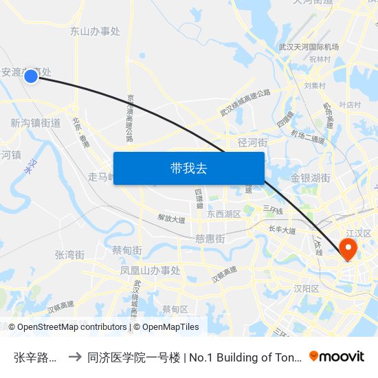 张辛路牌坊湾 to 同济医学院一号楼 | No.1 Building of Tongji Medical College map