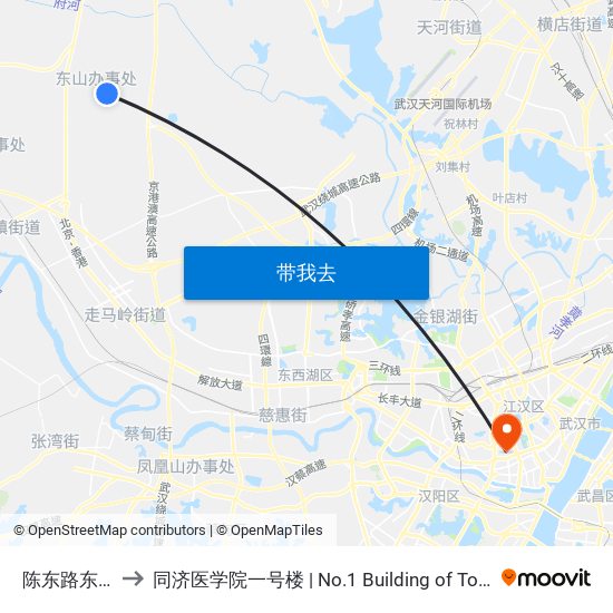 陈东路东风大队 to 同济医学院一号楼 | No.1 Building of Tongji Medical College map