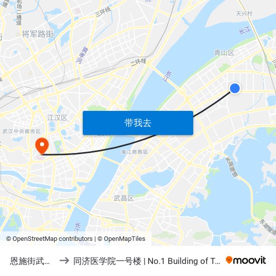 恩施街武钢少年宫 to 同济医学院一号楼 | No.1 Building of Tongji Medical College map