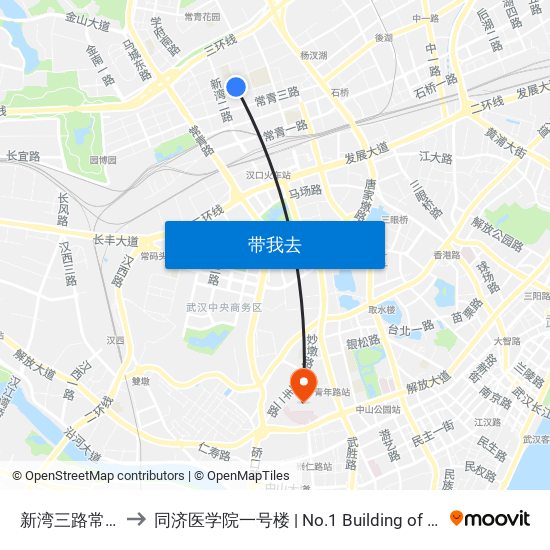 新湾三路常青五路口 to 同济医学院一号楼 | No.1 Building of Tongji Medical College map