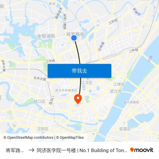 将军路养殖场 to 同济医学院一号楼 | No.1 Building of Tongji Medical College map