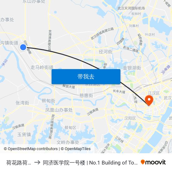 荷花路荷花社区 to 同济医学院一号楼 | No.1 Building of Tongji Medical College map