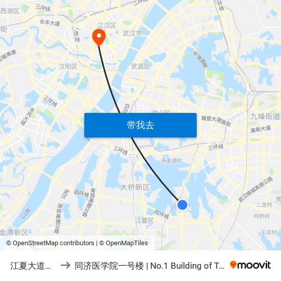 江夏大道庙山新村 to 同济医学院一号楼 | No.1 Building of Tongji Medical College map