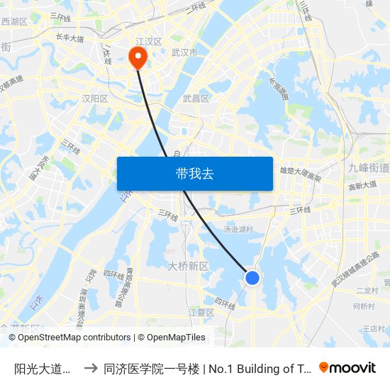 阳光大道庙山新村 to 同济医学院一号楼 | No.1 Building of Tongji Medical College map
