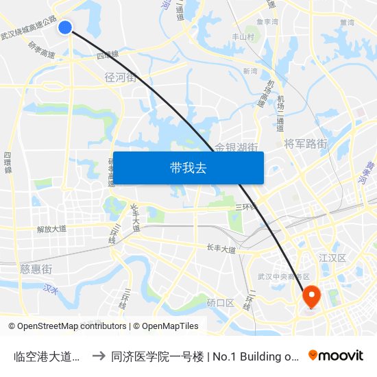 临空港大道东光工业园 to 同济医学院一号楼 | No.1 Building of Tongji Medical College map