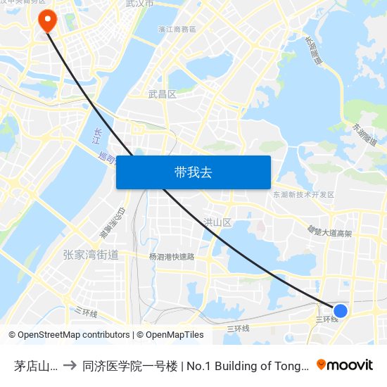 茅店山中路 to 同济医学院一号楼 | No.1 Building of Tongji Medical College map