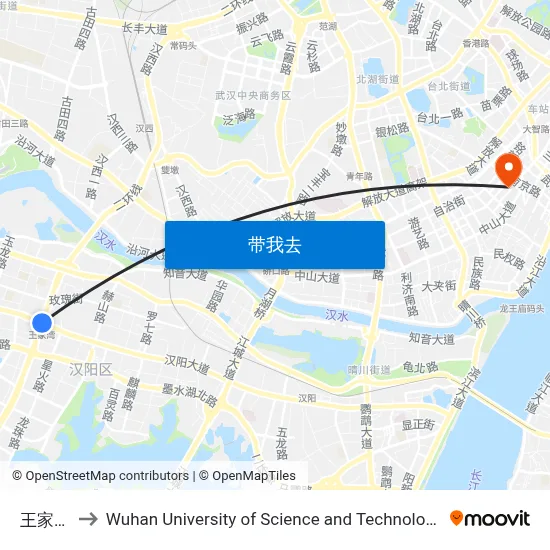 王家湾 to Wuhan University of Science and Technology map