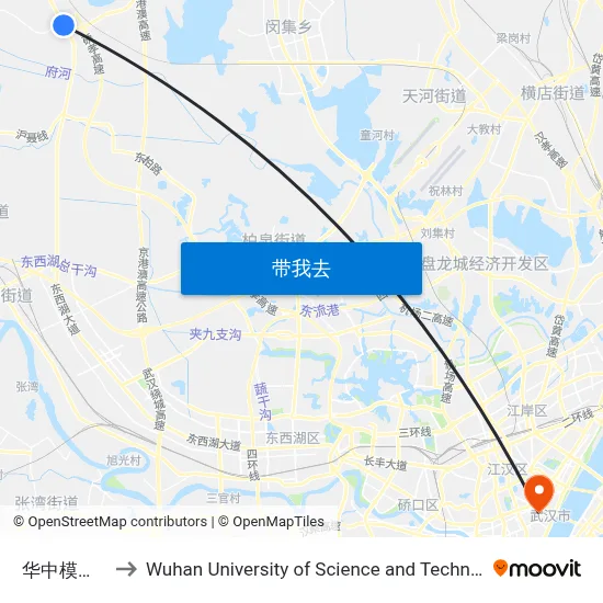 华中模具城 to Wuhan University of Science and Technology map