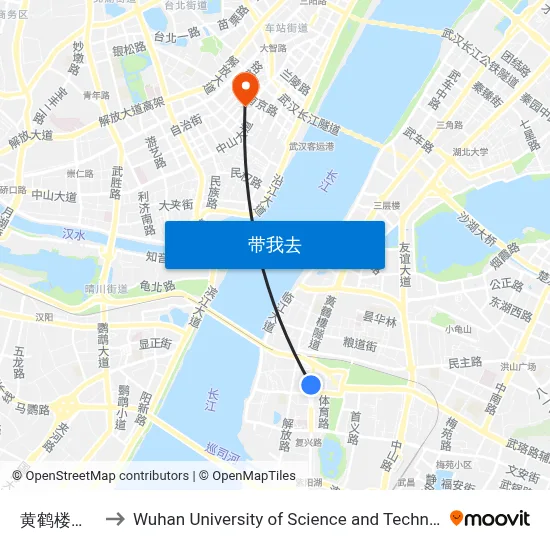 黄鹤楼南路 to Wuhan University of Science and Technology map