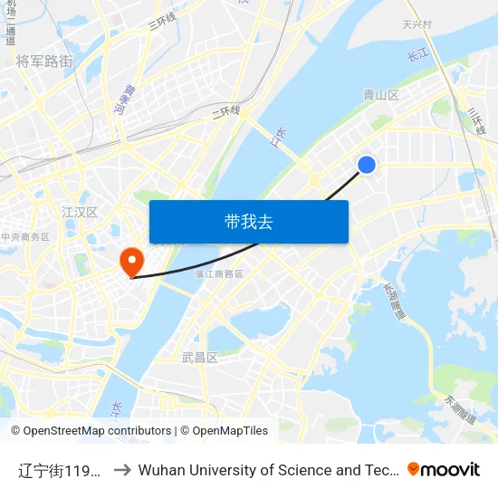 辽宁街119街坊 to Wuhan University of Science and Technology map