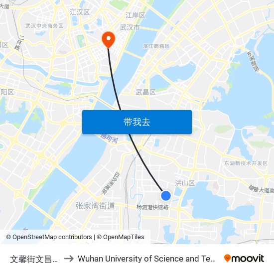 文馨街文昌街口 to Wuhan University of Science and Technology map