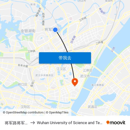 将军路将军三路 to Wuhan University of Science and Technology map