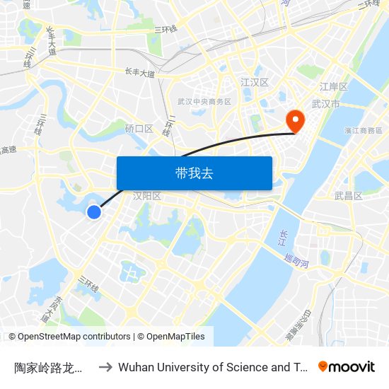 陶家岭路龙阳大道 to Wuhan University of Science and Technology map