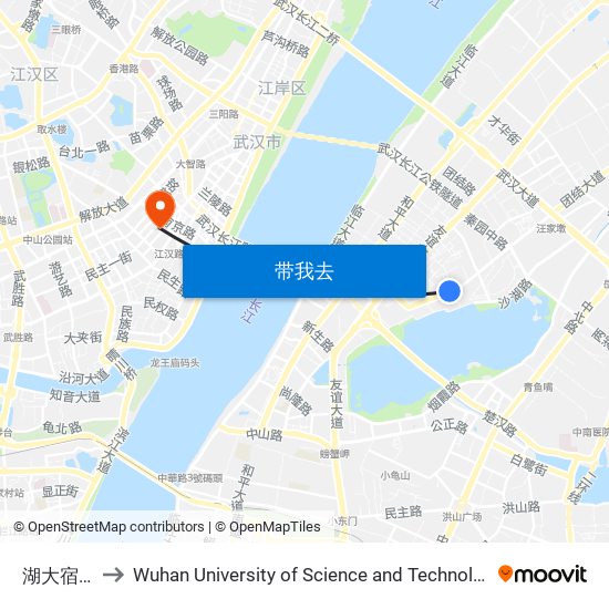 湖大宿舍 to Wuhan University of Science and Technology map