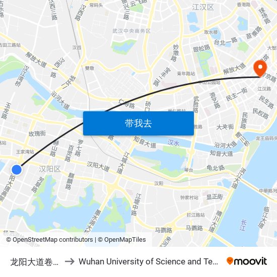 龙阳大道卷烟厂 to Wuhan University of Science and Technology map