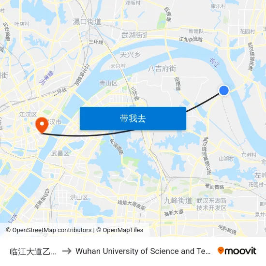 临江大道乙烯路 to Wuhan University of Science and Technology map