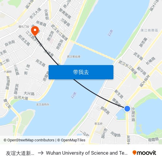 友谊大道新河街 to Wuhan University of Science and Technology map