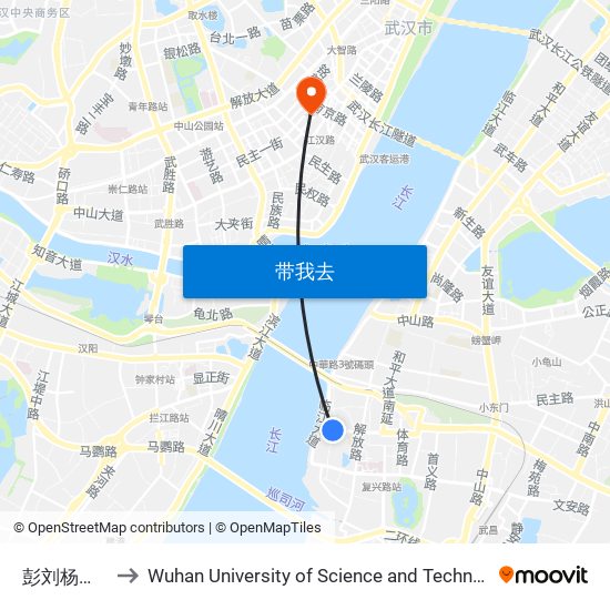 彭刘杨西路 to Wuhan University of Science and Technology map