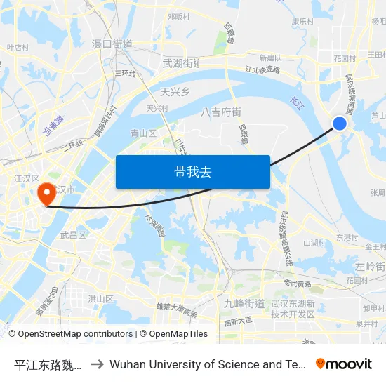 平江东路魏家湾 to Wuhan University of Science and Technology map