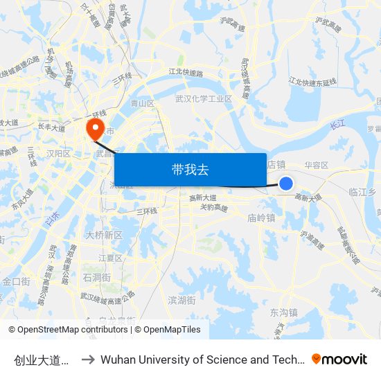 创业大道中有 to Wuhan University of Science and Technology map