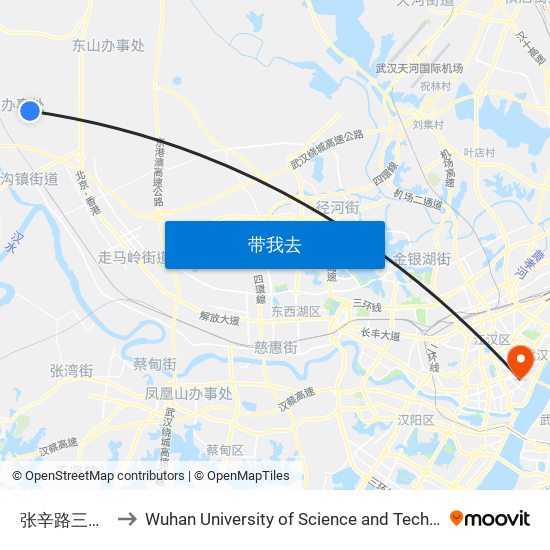 张辛路三汊港 to Wuhan University of Science and Technology map