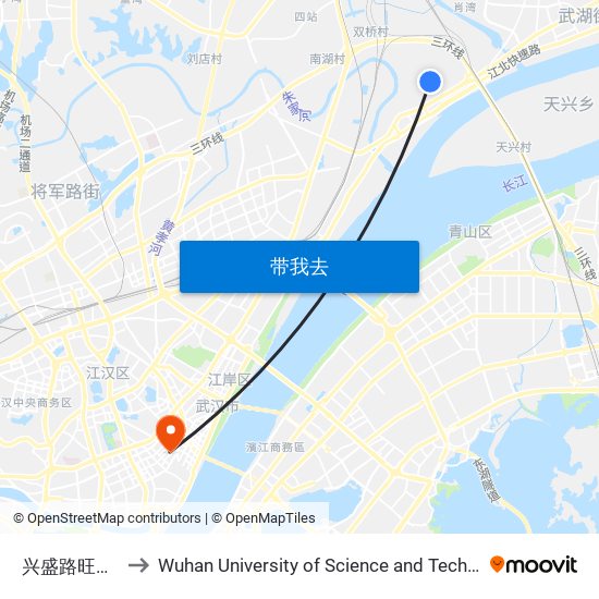 兴盛路旺盛街 to Wuhan University of Science and Technology map