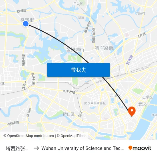 塔西路张柏路 to Wuhan University of Science and Technology map