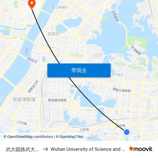 武大园路武大园一路 to Wuhan University of Science and Technology map